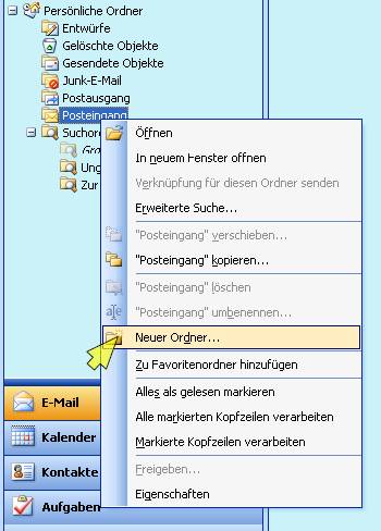 Ordner in Outlook anlegen