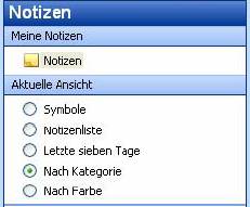 Notizen Ansicht Outlook