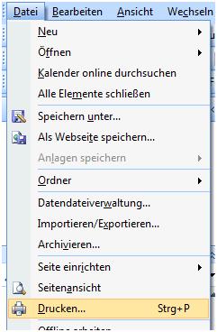 outlook kalender drucken