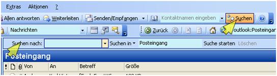 outlook einfache suche