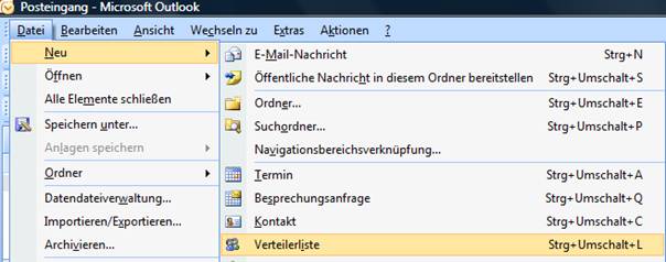 verteilerliste outlook