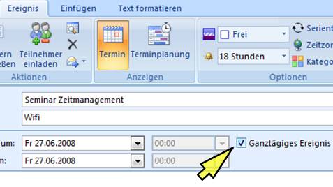 Outlook Ereignis