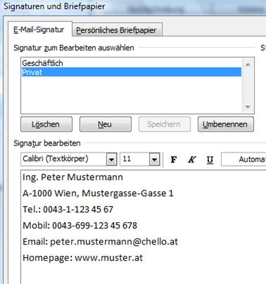 signaturen anlegen