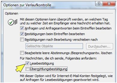 Lesebestätigung Outlook