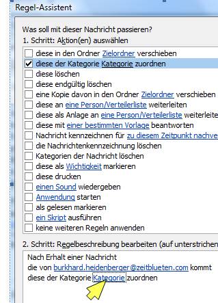 kategorie outlook