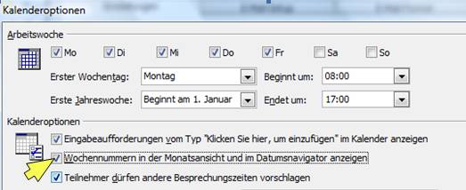 outlook kalenderwoche