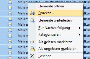 outlook mails drucken