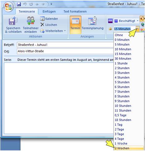 outlook terminserie anlegen