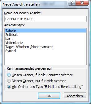 ansichten in outlook einrichten
