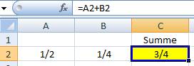 excel bruchrechnen