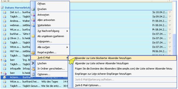 outlook 2007 spam