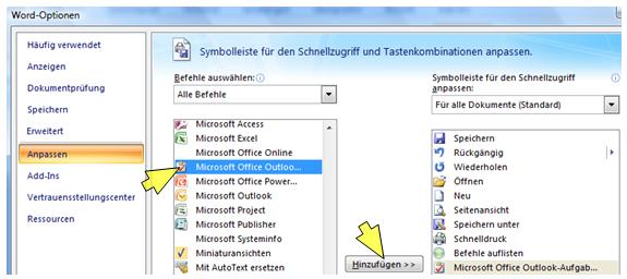 outlook aufgabe word