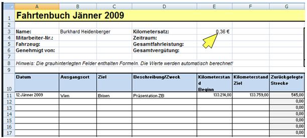 fahrtenbuch excel