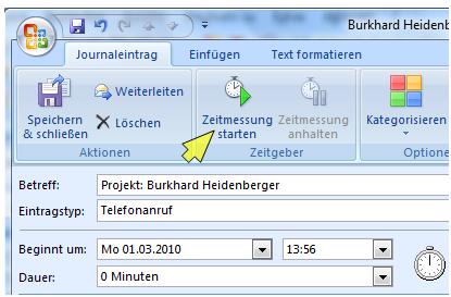 Outlook Zeitmessung
