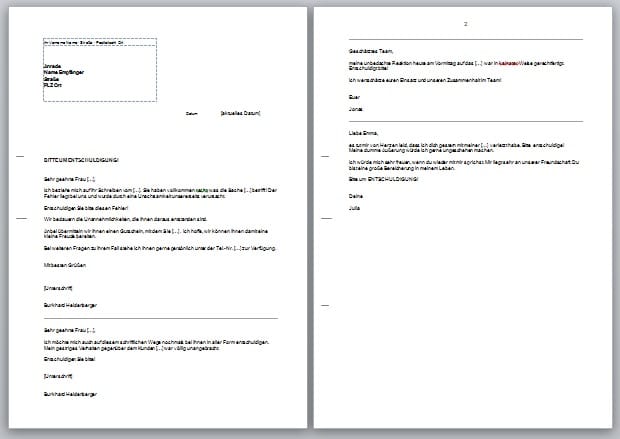 Schule wie entschuldigung für man die kann schreiben Entschuldigungsschreiben