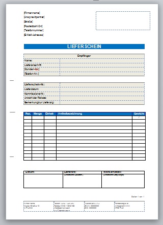 Lieferschein-Vorlage