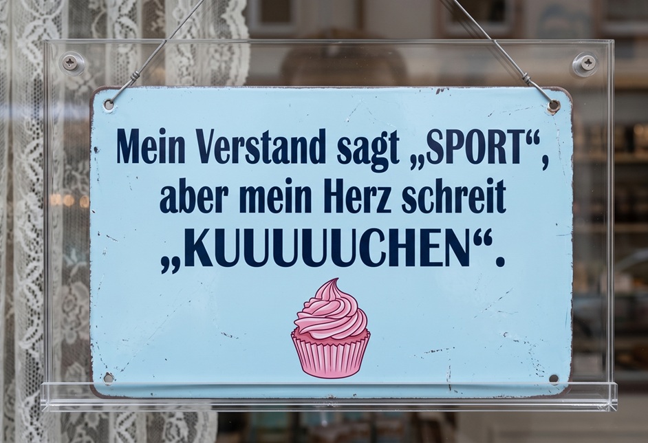 „Mein Verstand sagt: SPORT. Aber mein Herz schreit: KUUUUCHEN.“
